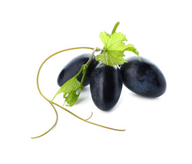 Ripe sweet grapes on white background