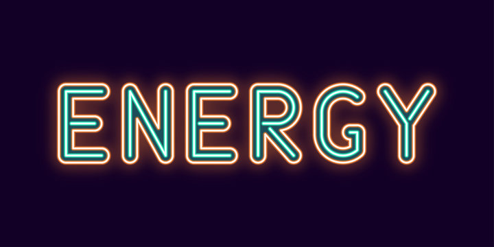 Naklejki Neon inscription of Energy. Vector illustration