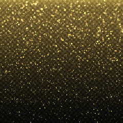 Gold glitter particles for the card, invitation. Lights effect isolated on transparent background. Graphic concept for your design.