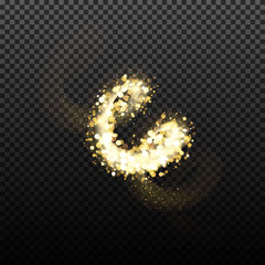 Gold glittering star dust lights. Illustration isolated on transparent background. Graphic concept for your design