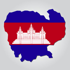 Cambodia Map Flag