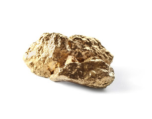 Gold nugget on white background