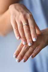 Woman with stylish beautiful manicure, closeup