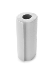 Roll of paper towels on white background