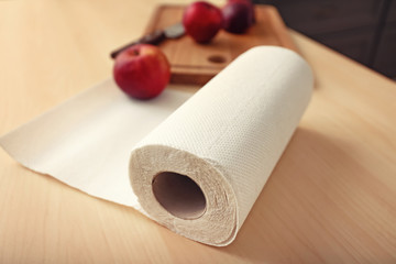 Roll of paper towels on kitchen table