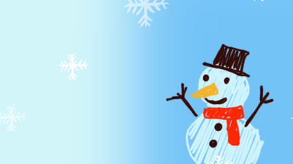 snowman designed by a child wishes you a happy Christmas