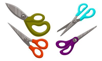 Scissor Template Vector Set Color