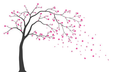 Beautiful tree branch with birds silhouette background for wallpaper sticker