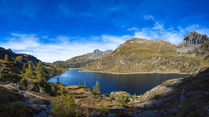 Naklejka na ściany i meble Lakes Gemelli. Alpine lake of the Alps orobias in northern Italy.