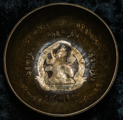 Fototapeta premium Tibetan handcrafted singing bowls. Tibetan sound massage.