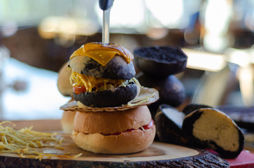 Appetizing and tasty hamburger ready to be served.