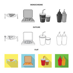 Vector design of pizza and food sign. Collection of pizza and italy stock symbol for web.