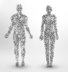 Abstract Molecule based human figures concept - Illustration of a man and woman body made of dots and lines
