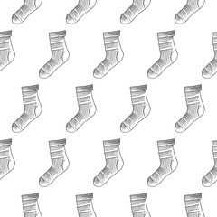 christmas sock seamless pattern isolated on white background