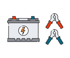 Car battery. Flat abstract icon. Vector illustration. Generator of electricity