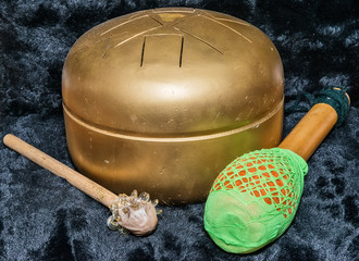 Fototapeta premium Tibetan handcrafted singing bowls. Tibetan sound massage.