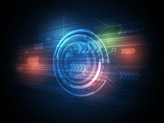 Abstract technology background with blue circuit board and arrow, Vector illustration