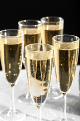 Many glasses of champagne