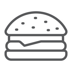 Hamburger line icon, food and bakery, fast food sign, vector graphics, a linear pattern on a white background.