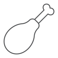 Chicken leg thin line icon, food and meal, meat sign, vector graphics, a linear pattern on a white background.