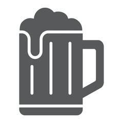 Beer glyph icon, drink and alcohol, lager sign, vector graphics, a solid pattern on a white background.
