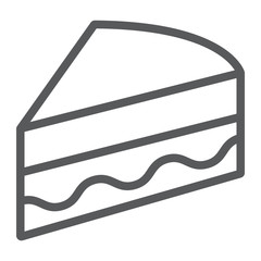 Piece of cake line icon, sweet and food, pie sign, vector graphics, a linear pattern on a white background.