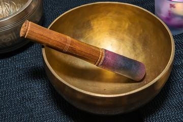 Fototapeta premium Tibetan handcrafted singing bowls. Tibetan sound massage.