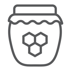 Honey line icon, food and sweet, honey jar sign, vector graphics, a linear pattern on a white background.