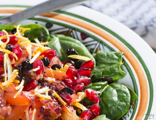 Vegetable Salad Iraqi Style With Pomegranate Seeds And Lemon Zest