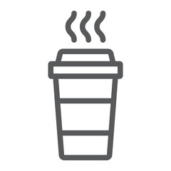Coffee line icon, caffeine and drink, disposable cup sign, vector graphics, a linear pattern on a white background.