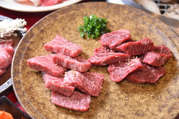 closeup Toyama Japanese beef of Wafuuyakiniku Toyamasodachi