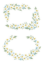 マーガレット＆小花のフレーム　 ホワイト系