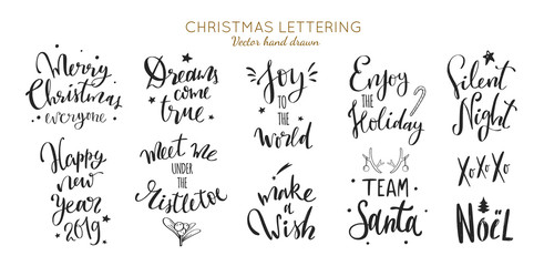 Christmas and New Year Lettering vector phrases