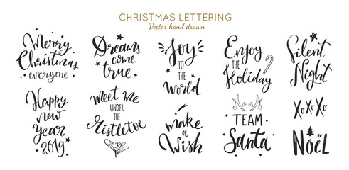Christmas and New Year Lettering vector phrases