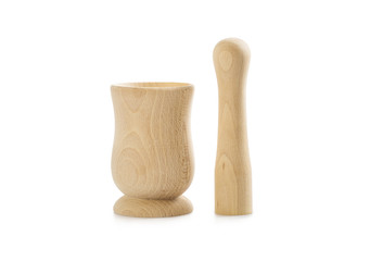 Wooden mortar and pestle set