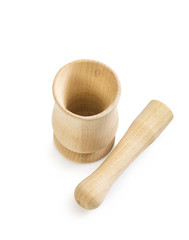 Wooden mortar and pestle set