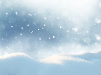 Merry Christmas and happy new year greeting card. Winter landscape with snow .