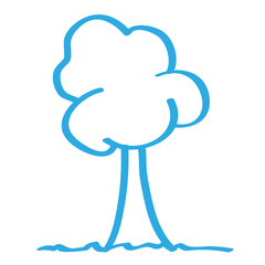 Handgezeichneter Baum in blau