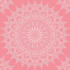Seamless pattern with mandala ornament. Hand drawn illustration