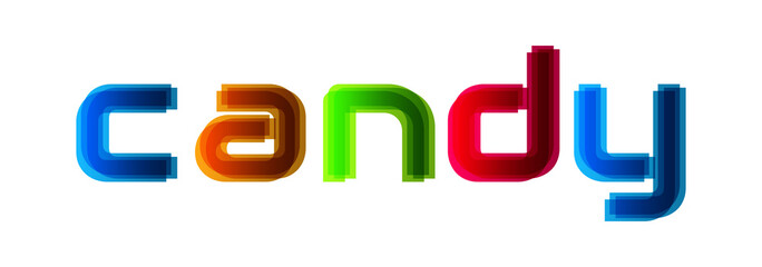 Candy - modern multicolor text on white background
