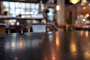 Vintage wooden table and chairs in loft cafe