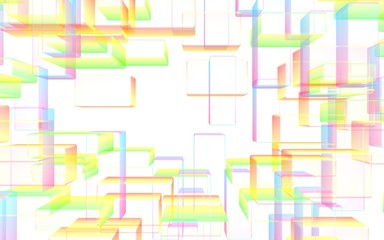 Colorful abstract digital and technology background. The pattern with repeating rectangles. 3D illustration