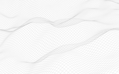 Abstract landscape on a white background. Cyberspace grid. Hi-tech network. 3D illustration