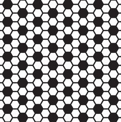 Seamless hexagonal honeycomb pattern texture background. Black and white hexagon pattern.