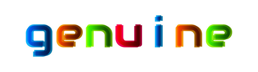 Genuine - modern multicolor text on white background