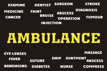 ambulance Medical Tags word cloud concept