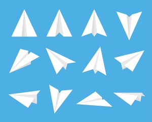 paper plane,origami fold paper set, editable stroke line icon set