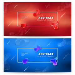 Abstract gradient background design set - futuristic fluid style backgrounds with frame and abstract graphic elements