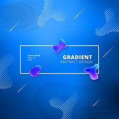 Abstract gradient background design - futuristic blue fluid style background with frame and abstract graphic elements