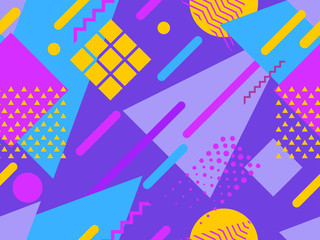 Memphis seamless pattern. Geometric elements memphis in the style of 80s. Vector illustration